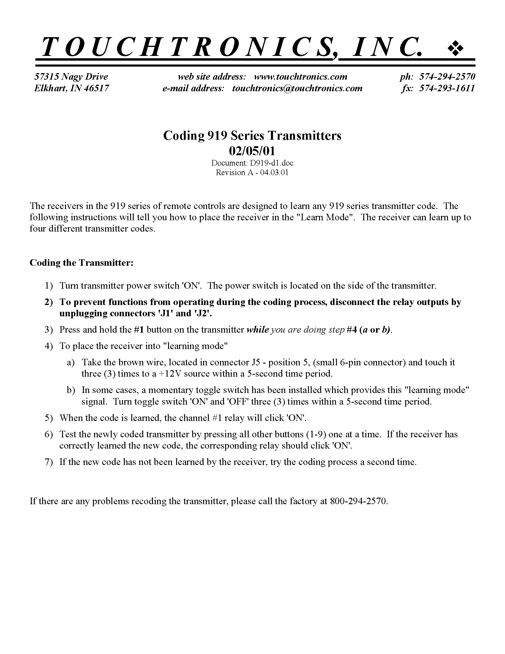 P919 PowerTouch Rev A Coding